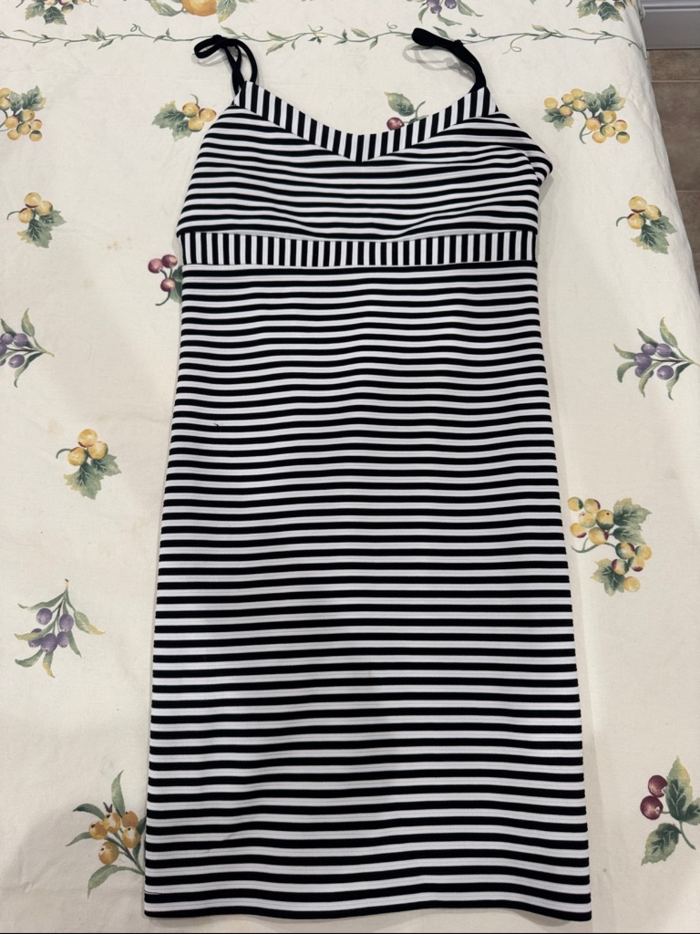 Black & White Striped Midi Spaghetti Strap Bodycon Dress